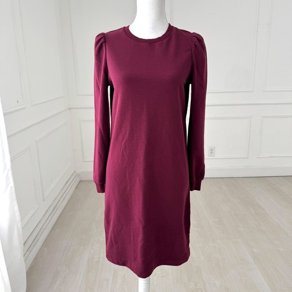 Boden Dresses & Skirts - Boden Preppy Puff Sleeve Mini Dress Womens 6 Burgundy Elevated Basic Fall Winter
